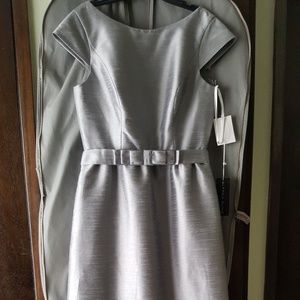 Alfred Sung Cap Sleeve Dupioni Gown with pockets